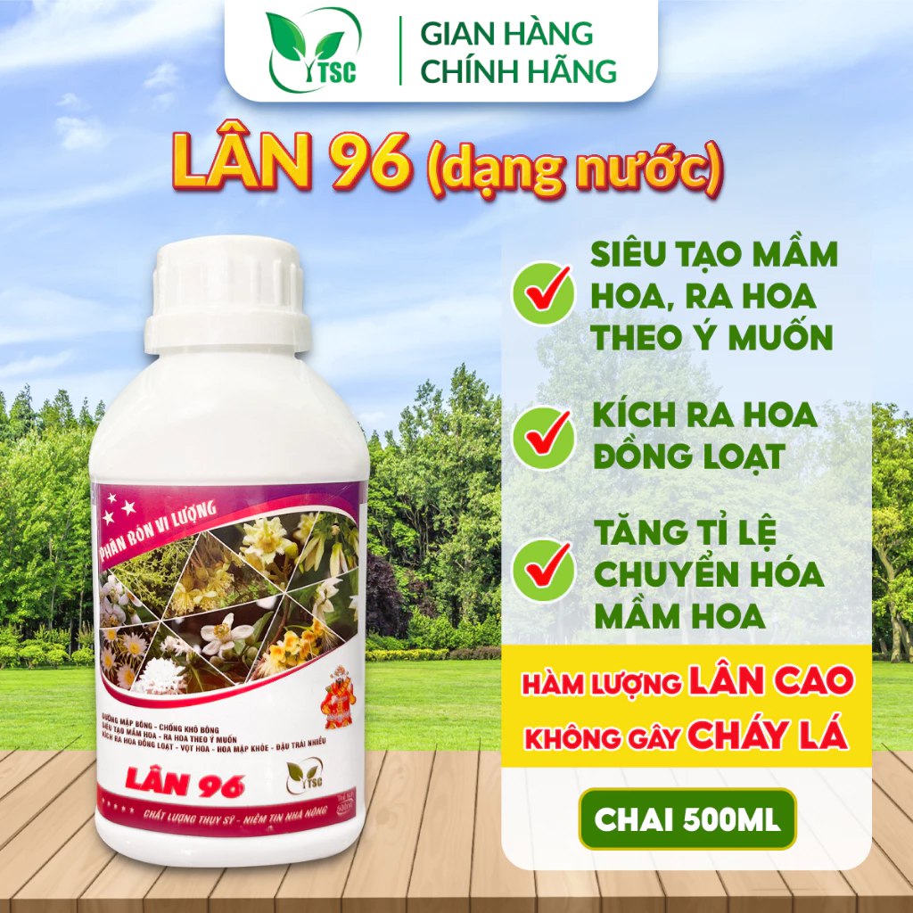 Phân bón Lân 96 Thụy Sỹ (dạng nước) - Chai 500ml Phân Bón LÂN 96 Thụy Sỹ Dạng Nước Siêu Tạo Mầm Hoa, Kích Ra Hoa Đồng Loạt, Đậu Trái Nhiều, Vọt Hoa -Chai 500ml