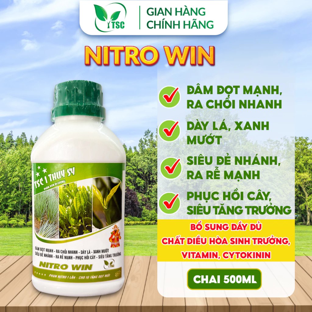 Phân bón Nitro Win Thụy Sỹ - Chai 500ml Phân bón Nitro Win Thụy Sỹ, Đâm Đọt Mạnh, Ra Chồi Nhanh, Siêu Đẻ Nhánh, Ra Rễ Mạnh - Chai 500ml