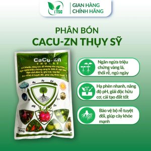 Phân bón CACU ZN Thụy Sỹ Ngăn Ngừa Vàng Lá, Thối Rễ, Ngủ Ngày, Hạn Chế Đốm Lá, Ghẻ Trái, Tóp Đọt - Túi 800g