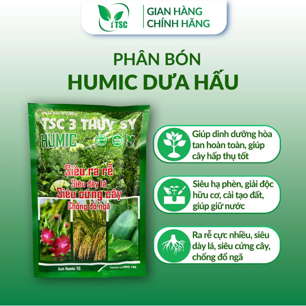 Phân bón Humic Thụy Sỹ - Túi 1kg Phân Bón Humic Thụy Sỹ, Cải Tạo Đất, Siêu Ra Rễ, Dày Lá, Siêu Cứng Cây, Hạn Chế Đổ Ngã - Túi 1kg