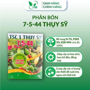 Phân Bón 7-5-44 Thụy Sỹ Giúp Cây Ra Hoa Sớm, Hoa Trổ Đều Đồng Loạt, Nuôi Trái, Ngăn Ngừa Thối Trái, Trái Đẹp - Hộp 1kg