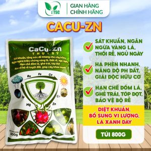 Phân bón CACU ZN Thụy Sỹ Ngăn Ngừa Vàng Lá, Thối Rễ, Ngủ Ngày, Hạn Chế Đốm Lá, Ghẻ Trái, Tóp Đọt - Túi 800g