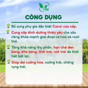 Phân Bón Canxi Bo Sầu Riêng Thụy Sỹ, Dai Cuống Hoa, Cuống Trái, Chống Rụng Trái, Nứt Trái, Siêu Đậu Trái - Chai 500ml