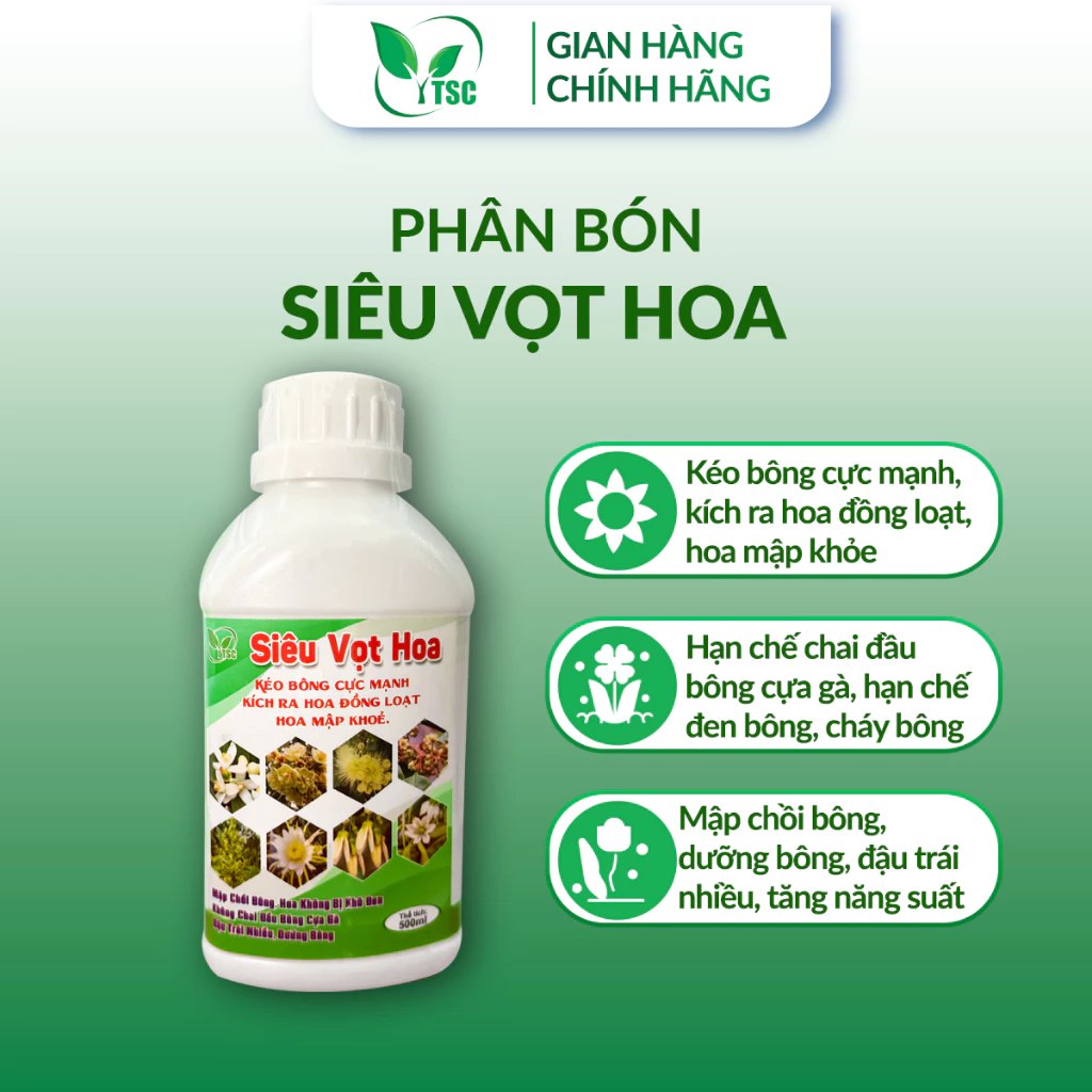 Phân bón Siêu Vọt Hoa Thụy Sỹ - Chai 500ml Phân bón SIÊU VỌT HOA Kéo Bông Mạnh, Phát Hoa Dài, Kích Ra Hoa Đồng Loạt, Vọt Hoa, Dưỡng Mập Bông - Chai 500ml