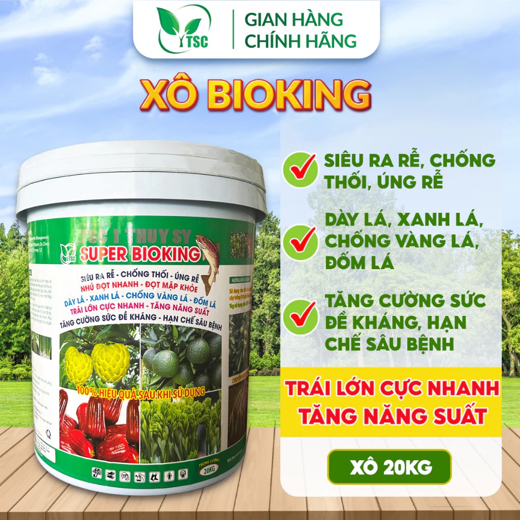 Phân bón Xô Bioking Thụy Sỹ - Xô 20kg XÔ BIOKING TSC Thụy Sỹ Siêu Ra Rễ, Nhú Đọt Mạnh, Dày Lá, Xanh Lá, Trái Lớn Cực Nhanh, Tăng Năng Suất – Xô 20kg