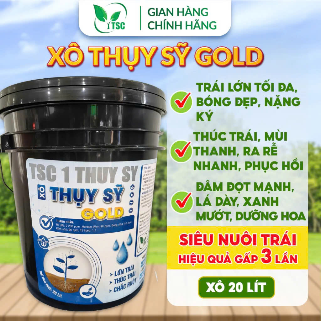 Xô Hữu Cơ Thụy Sỹ Gold (20 lít) - Phân Bón Hữu Cơ Cao Cấp, Lớn Trái Tối Đa, Nặng Ký Xô Hữu Cơ Thụy Sỹ Gold Phân Bón Hữu Cơ Cao Cấp, Lớn Trái Tối Đa, Nặng Ký
